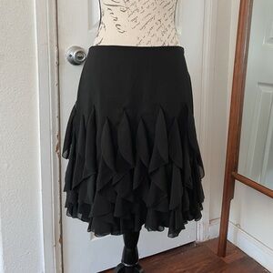 White House Black Market Black Flowy Skirt size 6 EUC Tiered Ruffles Fairy